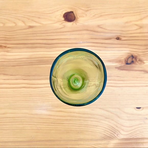 Antique Glassware Green Glass Cup Stemmed Blown Glass Etched One of a Kind! - Picture 6 of 7